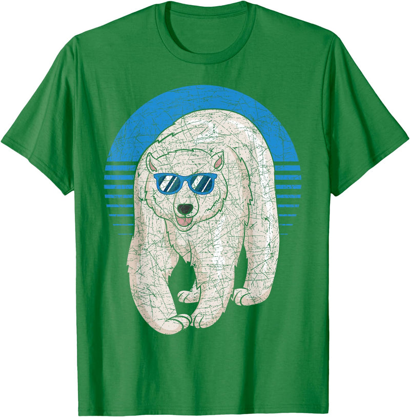 Arctic Animal Polar Bear Gifts Arctic Animal Lover Cool Sunglasses Retro Polar Bear T-Shirt - Kelly Green