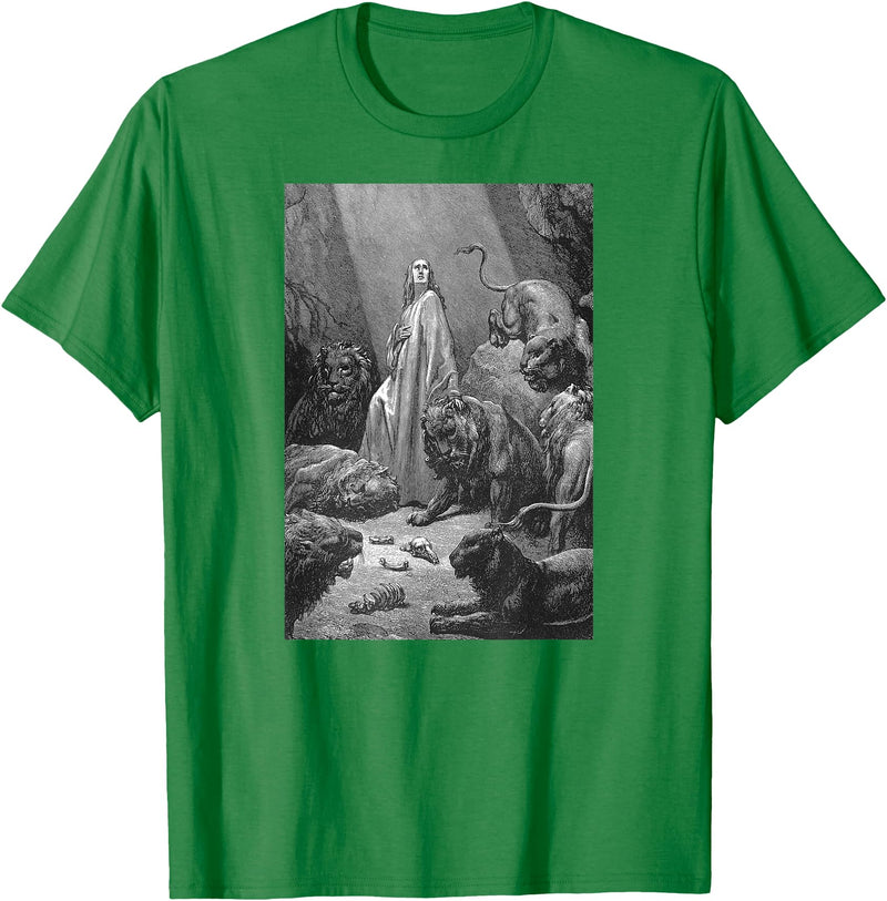 Urban Empyre Gustave Dore Daniel in the Lions Den T-Shirt - Kelly Green