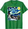 Van Gogh Polar Bear Xmas Tees Christmas Polar Bear Starry Night T-Shirt - Kelly Green