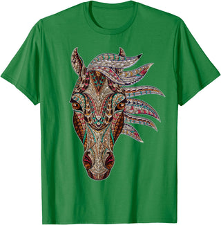 Horse Art Studios Horse Tribal Abstract Art Native American Style T-Shirt - Kelly Green