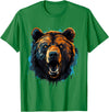 Forest Animal Art Bear Portrait Splash Forest Artwork Animal Lovers Motif T-Shirt - Kelly Green