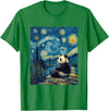 Bear Designs. Cute Panda Bear Van Gogh Style Starry Night Graphic T-Shirt - Kelly Green