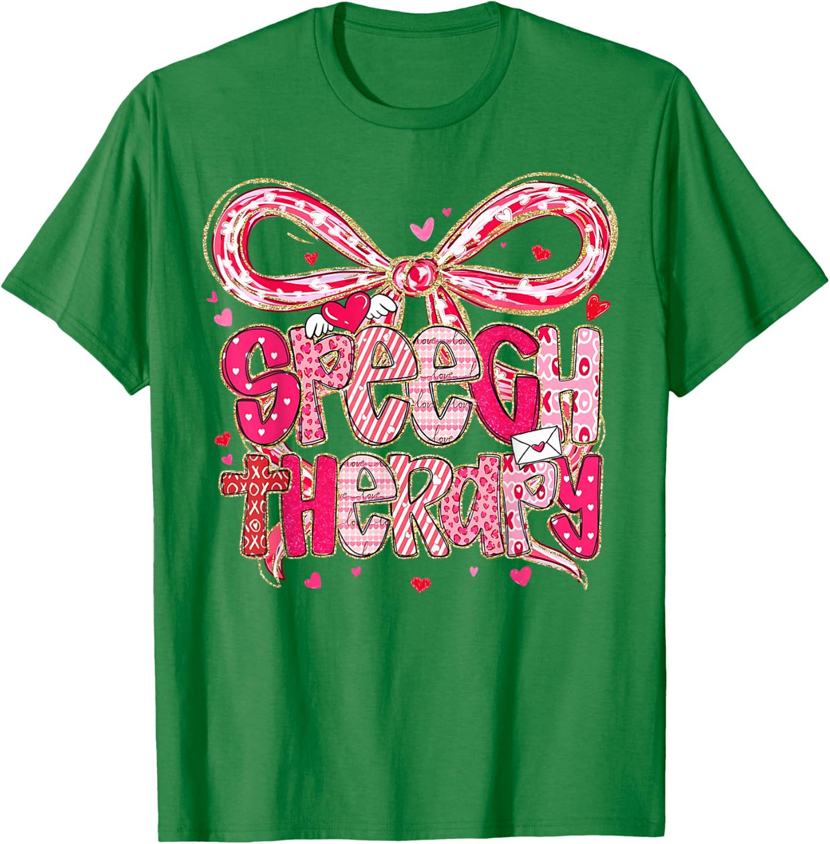 Speech Language Pathologist Valentines Day SLP Therapy T-Shirt - Kelly Green