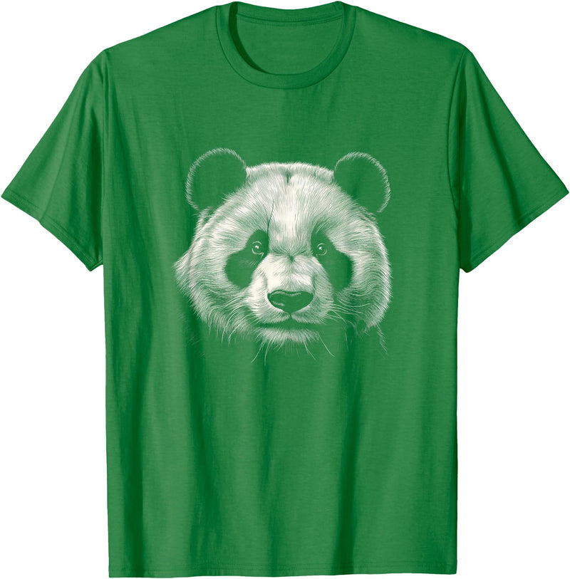 Panda Lover Theme Designs Panda Bear Face Graphic Art Design T-Shirt - Kelly Green
