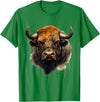 Safari Animal Art Buffalo Animal Print Portrait Bison Nature Artwork T-Shirt - Kelly Green