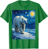 Polar Bear Van Gogh's Starry Night Wildlife Art Van Gogh's Starry Night Polar Bear Ice Bear Animal Lovers T-Shirt - Kelly Green