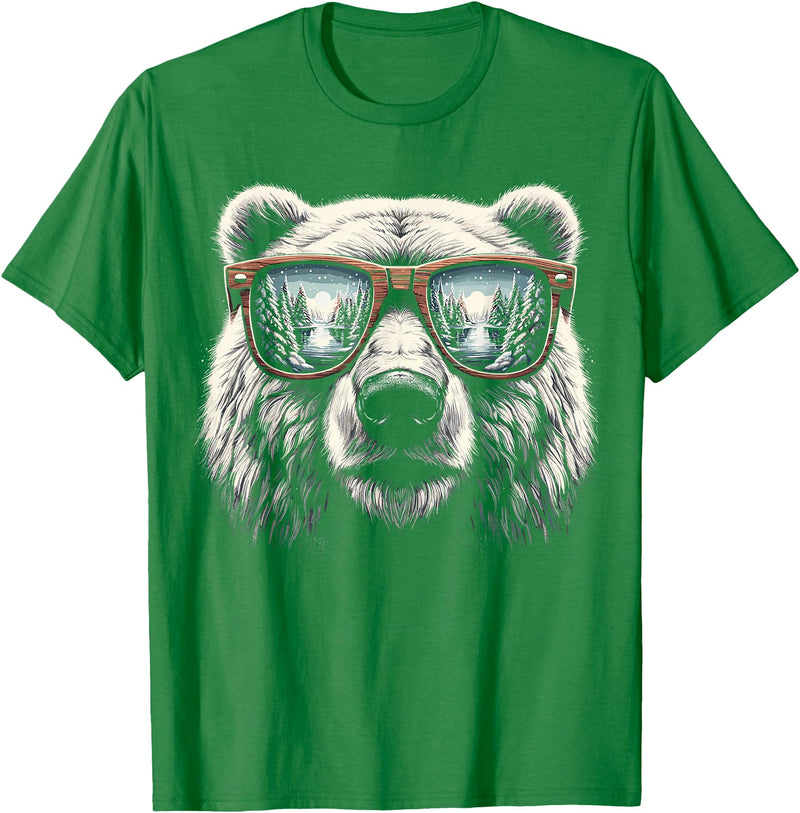 Funny Polar Bear Lover Polar Bear with Sunglasses T-Shirt - Kelly Green