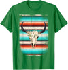 Funny Serape Cow BOHO designs Funny Serape Cow BOHO print Flower Rustic Turquoise T-Shirt - Kelly Green