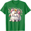 Easter Bunny with Floral Flower Crown Cute Girls Women T-Shirt in Kelly Green