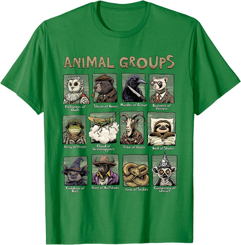 Animal Groups Unveiled - Educational Wildlife Design Rabbit T-Shirt in Kelly Green