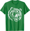 Angry Grizzly Bear T-Shirt - Kelly Green
