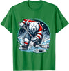 Hockey Player Love Polar Bear Hockey Bear on Ice: A Funny Polar Bear Playing Hockey T-Shirt - Kelly Green