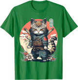 NINJA KITTEN WARRIORS Japanese Samurai Cat Tattoo, Kawaii Ninja Cat Women, Girls T-Shirt