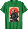Japanese Samurai Bear Woodblock Art Samurai Brown Bear Ukiyo-e Ink Warrior Art Japanese Bear Art T-Shirt - Kelly Green