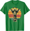 The Giraffe Fan Co. Giraffe Vintage Sunglasses Funny T-Shirt - Kelly Green