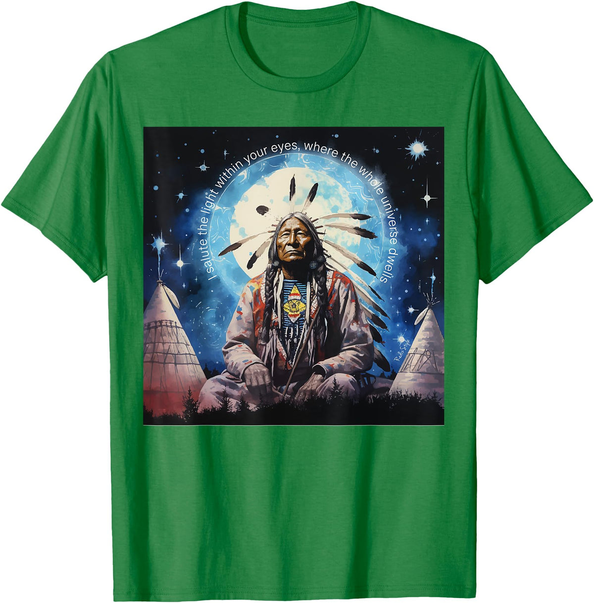 RedizStyle Crazy Horse - I Salute The Light Within Your Eyes T-Shirt - Kelly Green