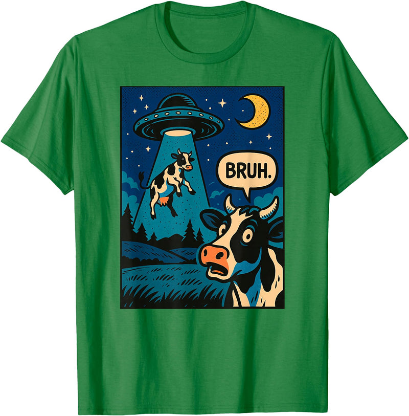 CowAxis1 Funny Cow Meme UFO Alien Zoo Boys Girls Kids T-Shirt - Kelly Green