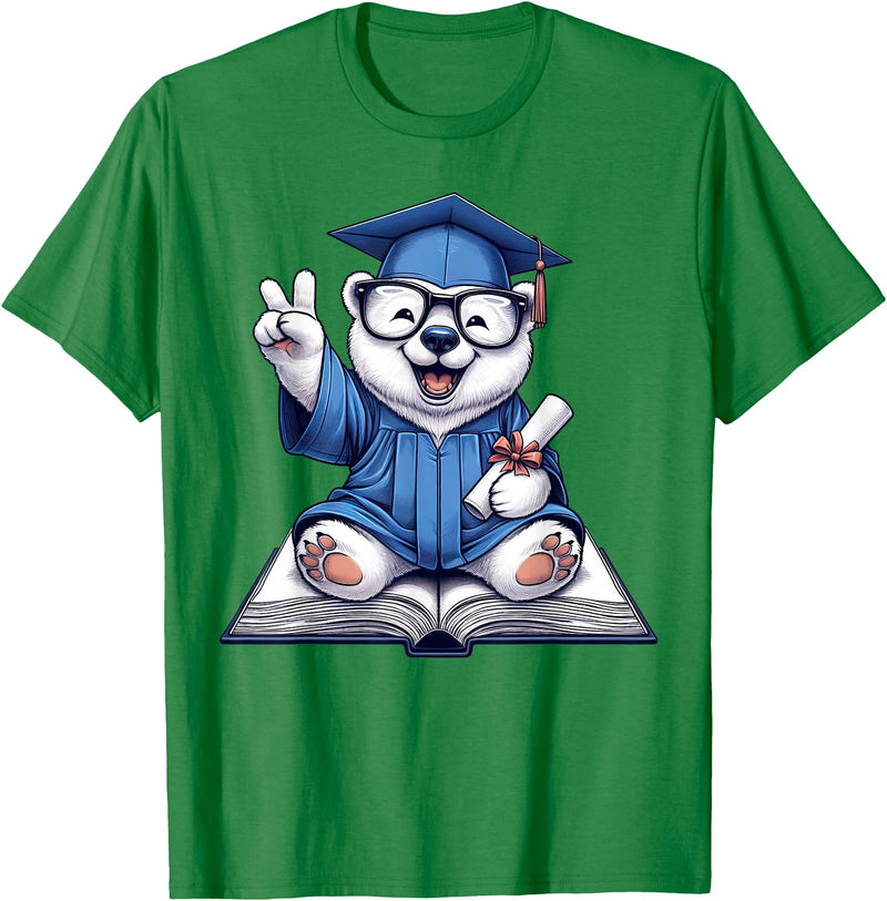 Polar Bear Lovers Graduation Day 2024 Costume Peace Sign Hand Graduate Polar Bear Mens Womens Graduation T-Shirt - Kelly Green