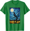 Bird Designs. Magpie Crow Raven Bird Van Gogh Style Starry Night Graphic T-Shirt - Kelly Green
