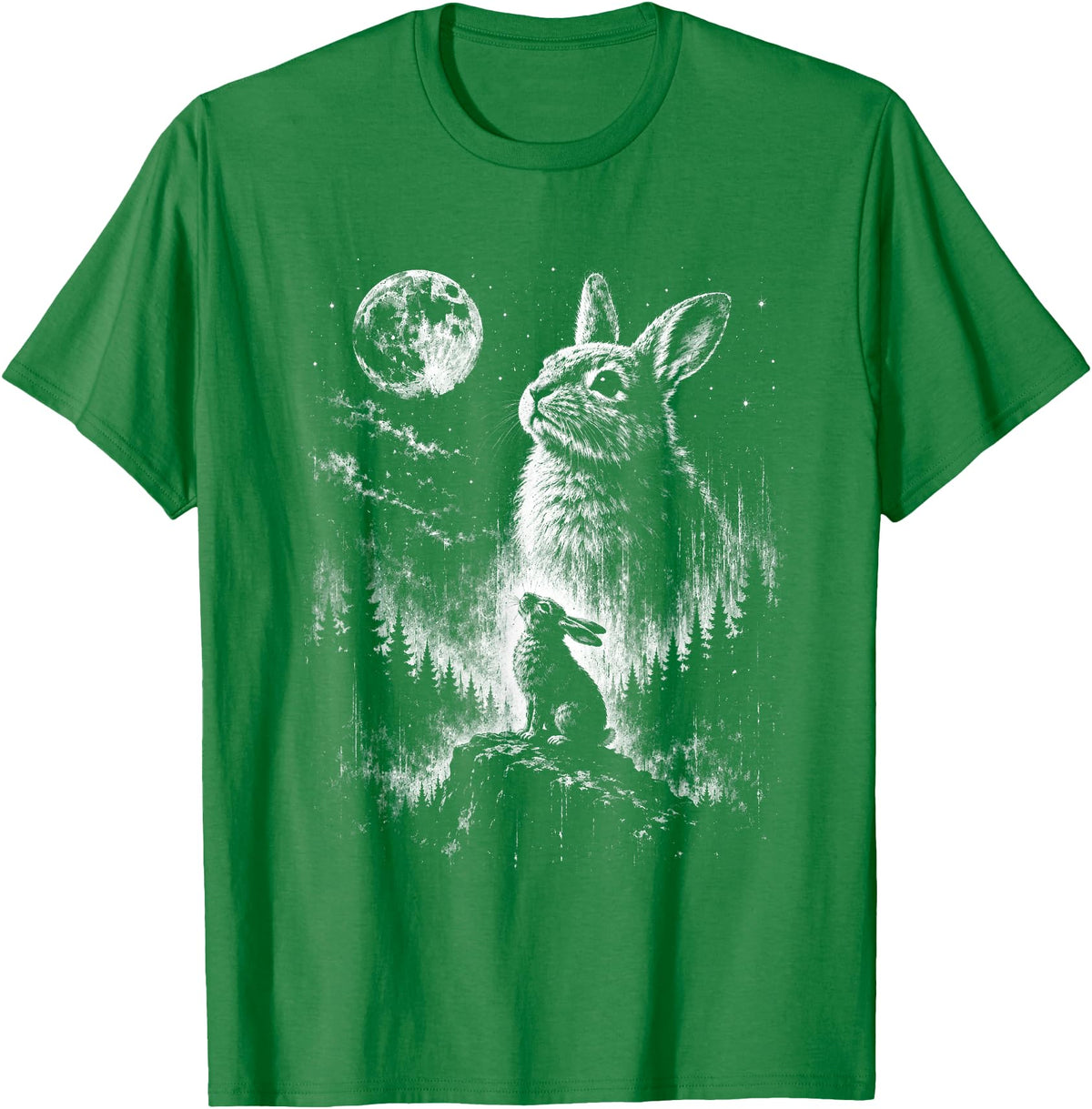 Bunny Rabbit Howling to the Moon Bunny Howl At T-Shirt in Kelly Green