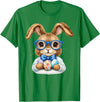 Vintage Easter Rabbit Cute Bunny with Bow Tie Boy Kid T-Shirt in Kelly Green
