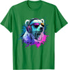 Colorful Artistic Polar Bear Animal Motifs Polar Bear Colorful Music Headphones Artistic Polar Bears T-Shirt - Kelly Green