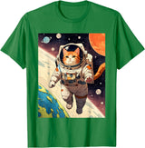 HAPPY DAWG - ARTS Astronaut Cat - Funny Space Cat Japanese Retro Kawaii Cute T-Shirt