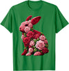 Rose Rabbit Bunny Flower Gardening Floral T-Shirt in Kelly Green