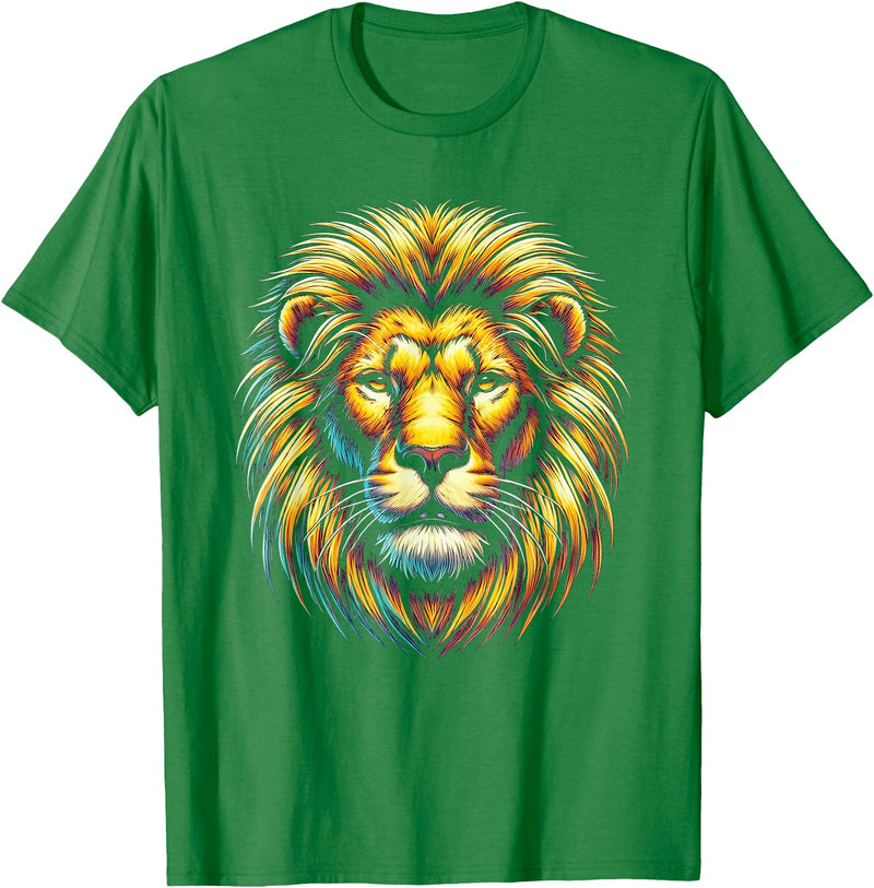 StopLyonLyonCos Co. Gift for Lion Lovers Men Women Kids Calm Relaxed Lion Face T-Shirt - Kelly Green