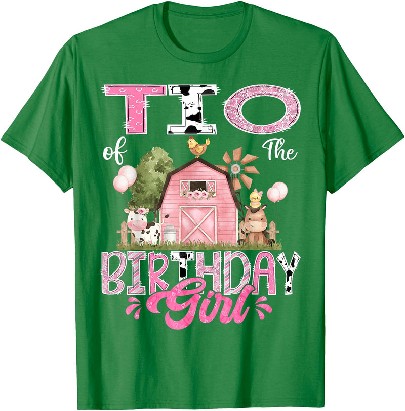 Famer Pink Cow Birthday Matching Tees Tio Of The Birthday Girl 1St Birthday Pink Cow Farm T-Shirt - Kelly Green