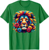 Lion Lover Face Wild Animal Lion Face Colorful Wild Animal Cute Lion T-Shirt - Kelly Green