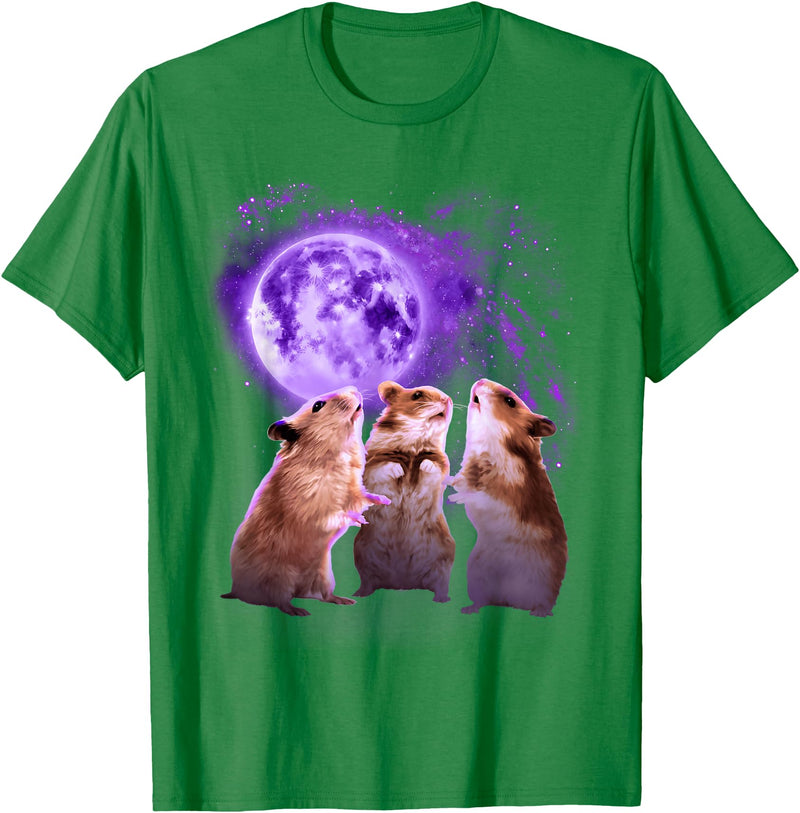Hamsters Howling at The Moon Shirt - Funny Hamster T-Shirt - Kelly Green