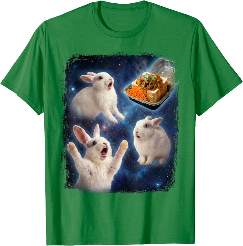 Bunny Chow Space Rabbit South Africa Food Curry Meme Funny T-Shirt in Kelly Green