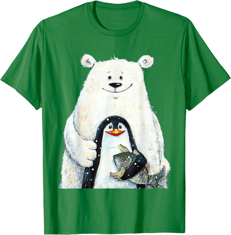 click here for better animal tees cute Polar bear and penguin bird fish lovers animal friends T-Shirt - Kelly Green