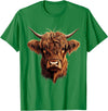 Cute Scottish Highlander Cattle Designs Scottish Highland Cow Messy Bun Scottish Highlander Cow T-Shirt - Kelly Green