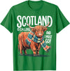 Funny Scottish Highland Cow Scotland is Calling and I Must go Scottish Highland Cow T-Shirt - Kelly Green