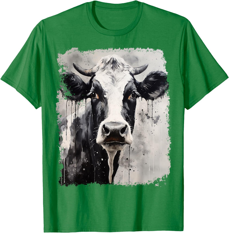 Noah&Friends A Black White Cow T-Shirt - Kelly Green