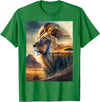African Safari Lion Savanna Wildlife African Safari Lion Double Exposure Savanna Wildlife T-Shirt - Kelly Green