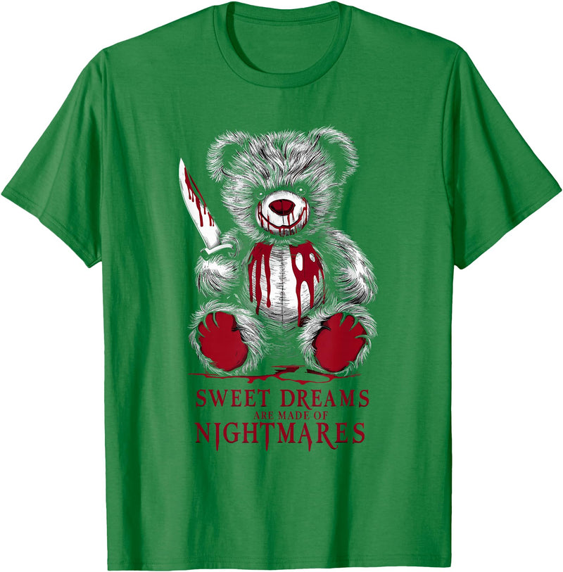 Horror Teddy Bear Horror Movie Scary Creepy Terrifying Teddy Spooky Plush Horror Teddy Bear Scary T-Shirt - Kelly Green