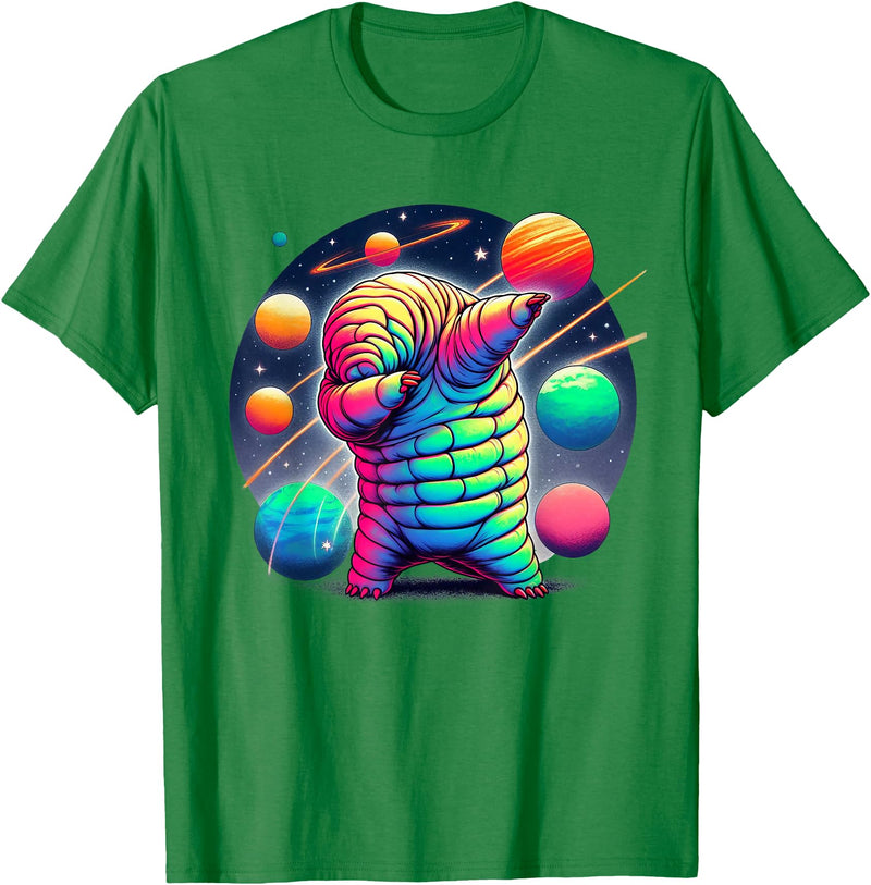 Microbiology Moss Piglet Science Teacher Gifts Tardigrade Water Bear Dabbing In Space Funny Microbiologist T-Shirt - Kelly Green