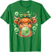 St. Patricks Day Highland Cow Blowing Bubblegum Celebrate St Patricks Day T-Shirt - Kelly Green