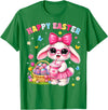Happy Easter Coquette Easter Egg Rabbit Bunny Women Girl Kid T-Shirt in Kelly Green