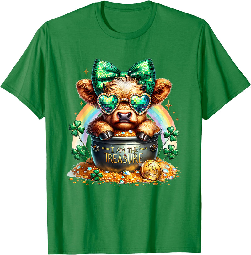 St. Patricks Day Highland Cow Highland Cow Tees St. Patricks Day Highland Cow Highland Cow T-Shirt - Kelly Green