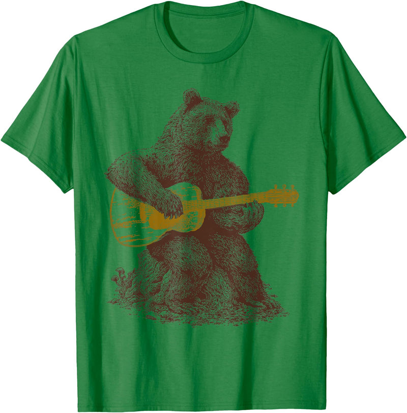 BEAR TEE Bear plays guitar for men and women T-Shirt - Kelly Green