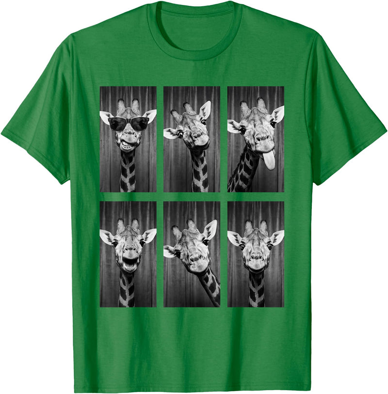 Funny Giraffe Animal Photobooth Giraffe Photobooth Funny Safari Animal Portrait T-Shirt - Kelly Green