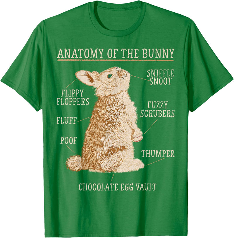 Rabbit Anatomy Bunny Lover Animal Pet Owner T-Shirt in Kelly Green