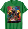 Noah&Friends Playing Card Pop Art Gambling Bears Playing Poker Cards T-Shirt - Kelly Green