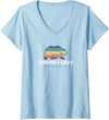 Convict Lake Shirts Womens Convict Lake California Sunset Bear Outdoors Boating Fishing V-Neck T-Shirt - Baby Blue
