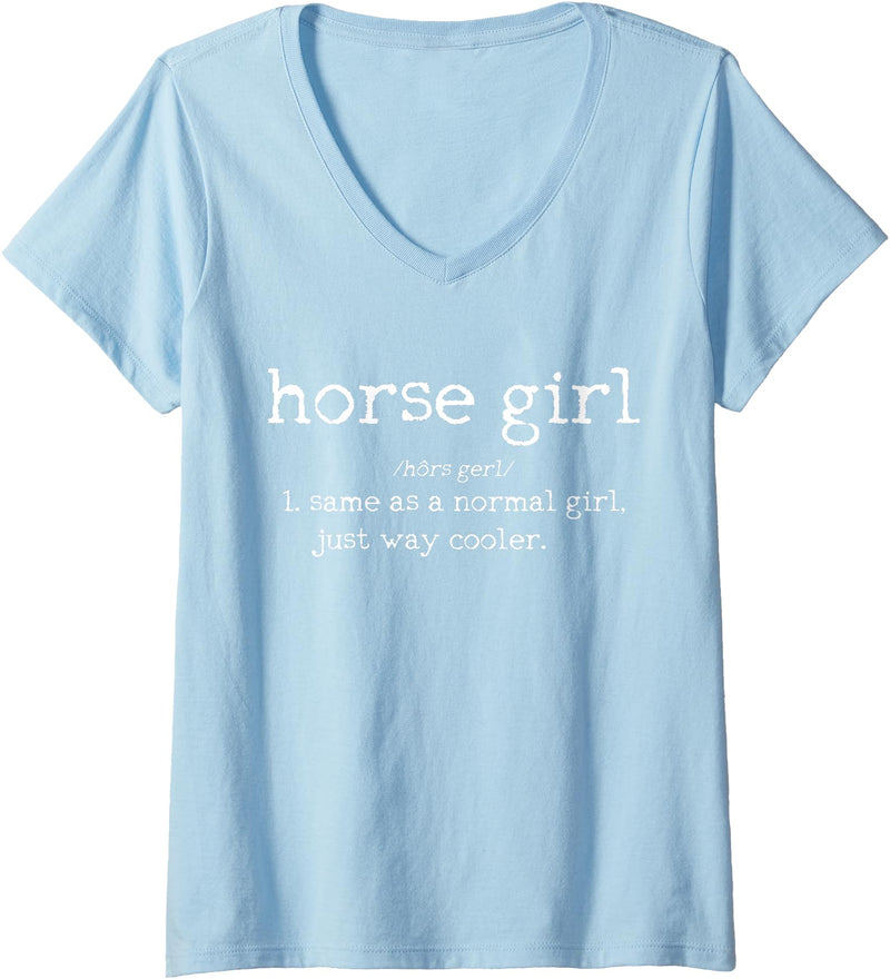 Horse Girl Apparel & Gifts Women's Horse Girl Definition Funny Horseback Riding Rider Gift V-Neck T-Shirt - Baby Blue