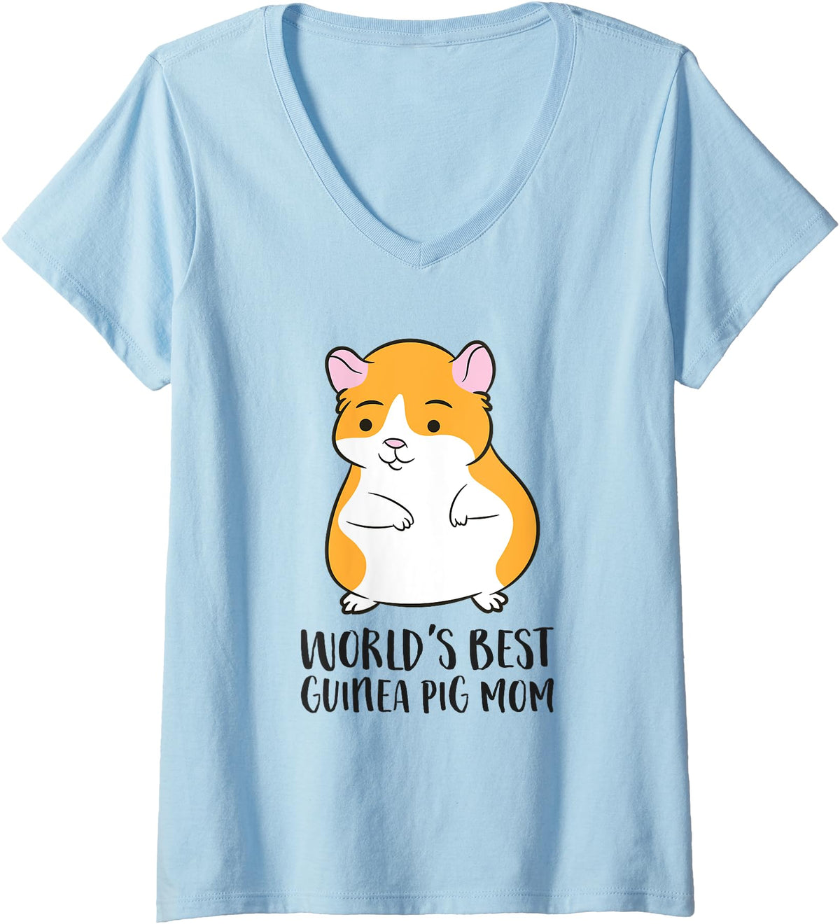 Cute Guinea Pig Gifts Womens Guinea Pig Mama World's Best Guinea Pig Mom V-Neck T-Shirt - Baby Blue